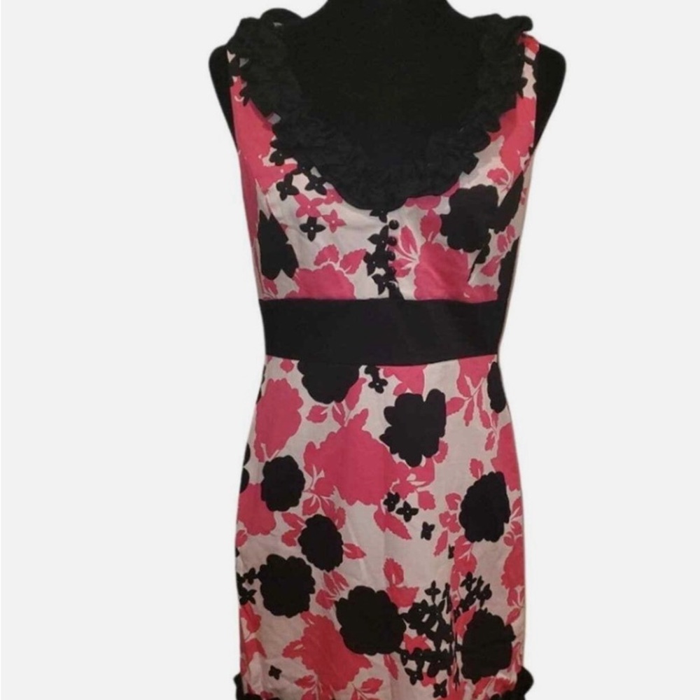 Kensie Pink and Black Sheath Dress Scoop Neck Sleeveless
